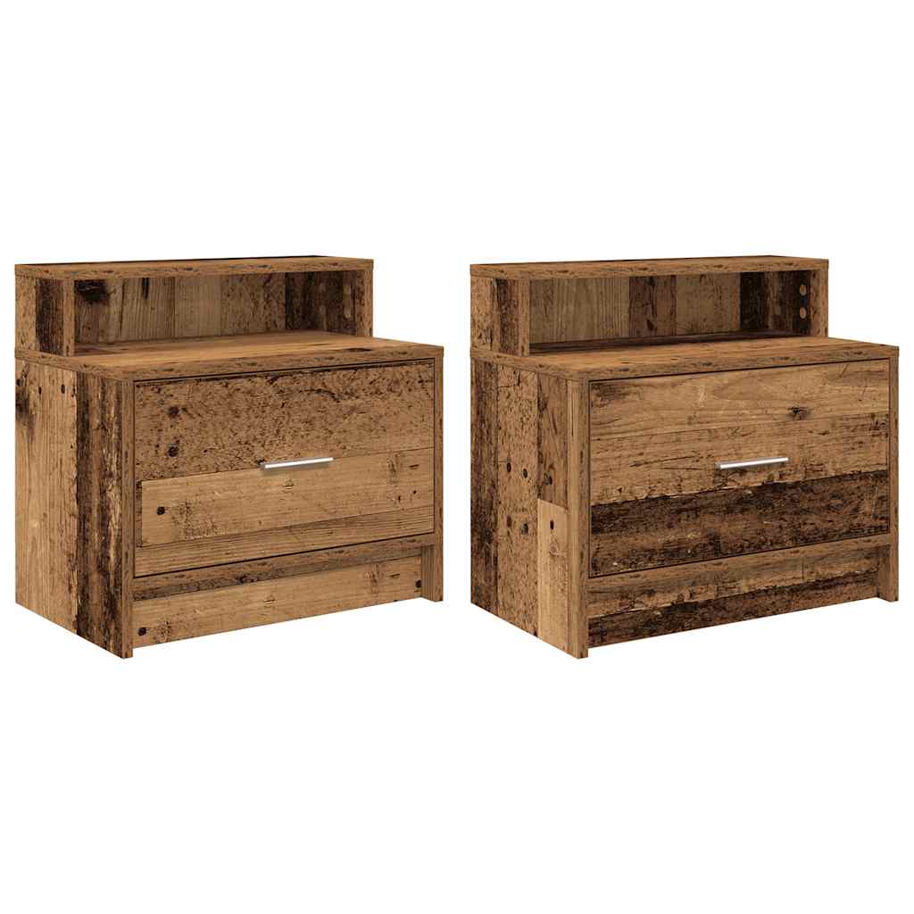 Tables de chevet avec tiroir 2 pcs vieux bois 51x31x47 cm - XIOS