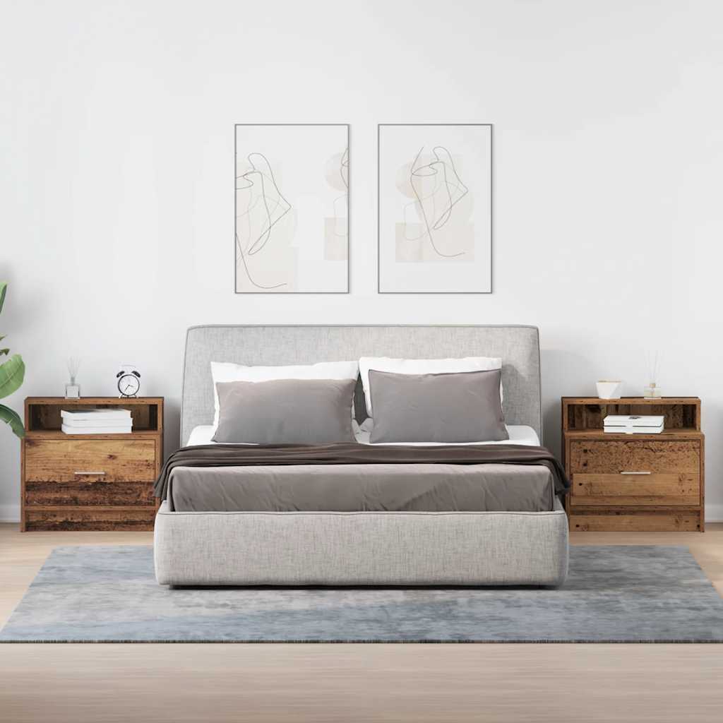 Tables de chevet avec tiroir 2 pcs vieux bois 51x31x47 cm - XIOS