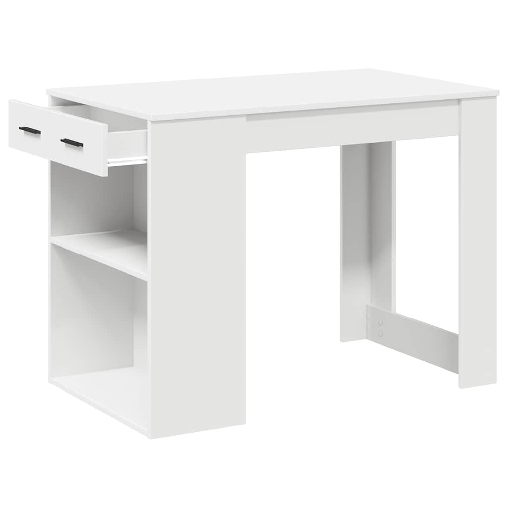 Bureau avec tiroir et étagère blanc bois d'ingénierie - XIOS