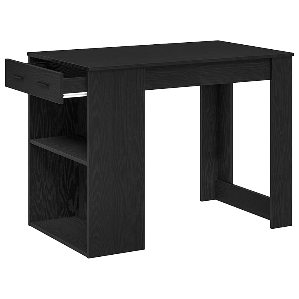 Bureau avec tiroir et étagère chêne noir bois d'ingénierie - XIOS
