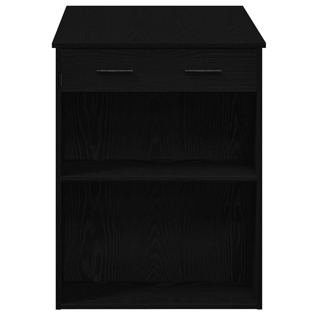 Bureau avec tiroir et étagère chêne noir bois d'ingénierie - XIOS