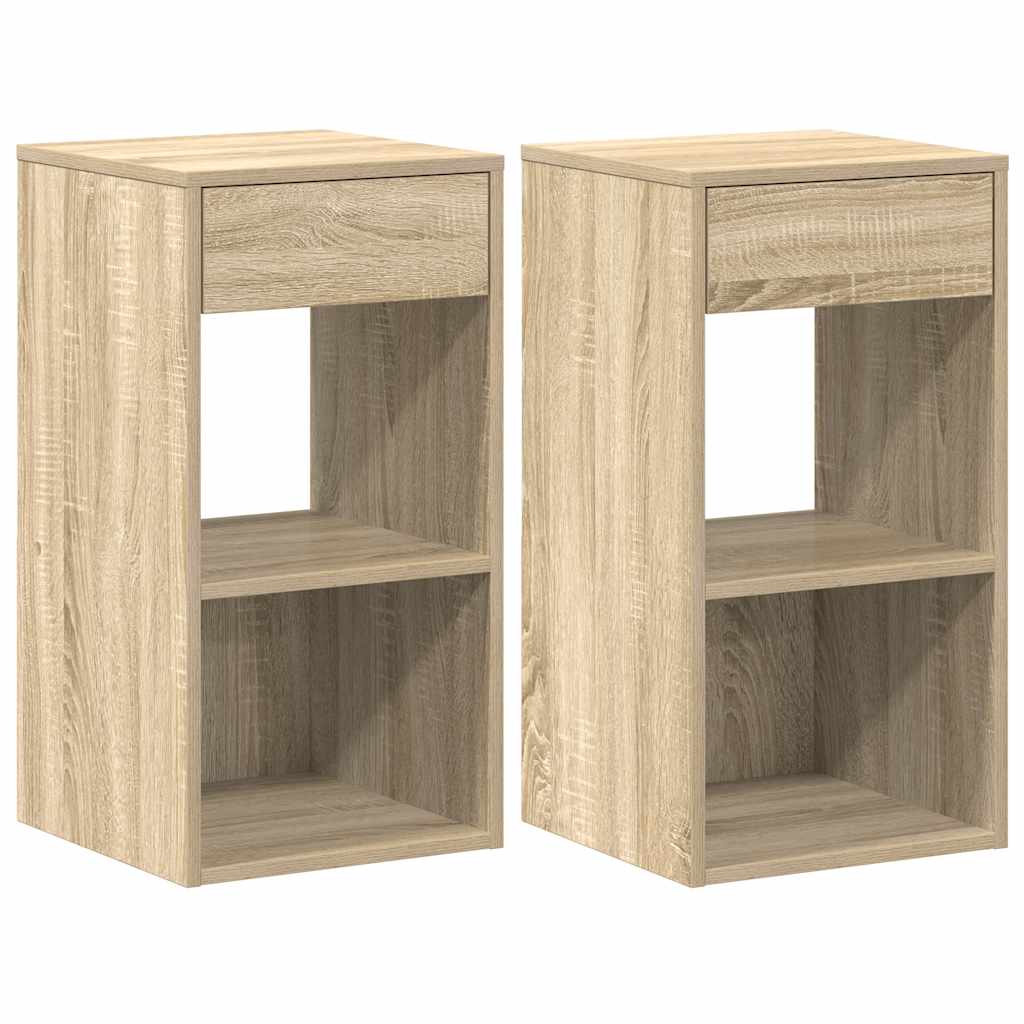 Tables de chevet avec tiroir 2 pcs chêne sonoma 35x34x66,5 cm - XIOS