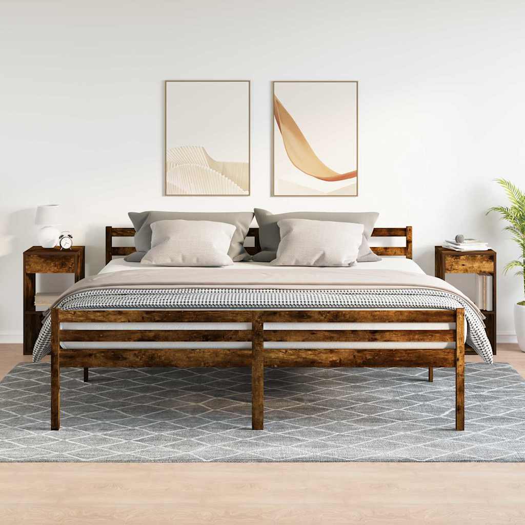 Tables de chevet avec tiroir 2 pcs chêne fumé 35x34x66,5 cm - XIOS