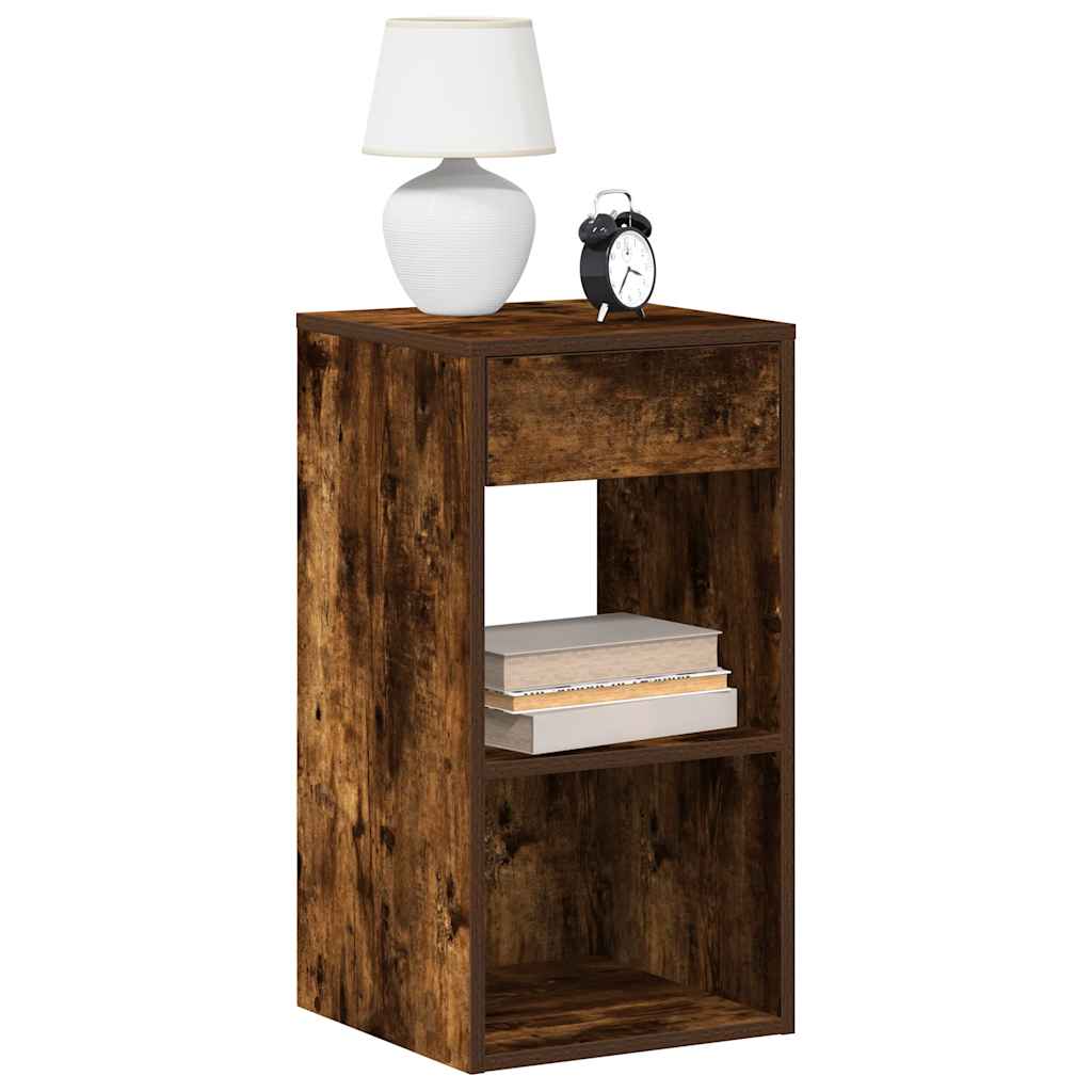 Tables de chevet avec tiroir 2 pcs chêne fumé 35x34x66,5 cm - XIOS