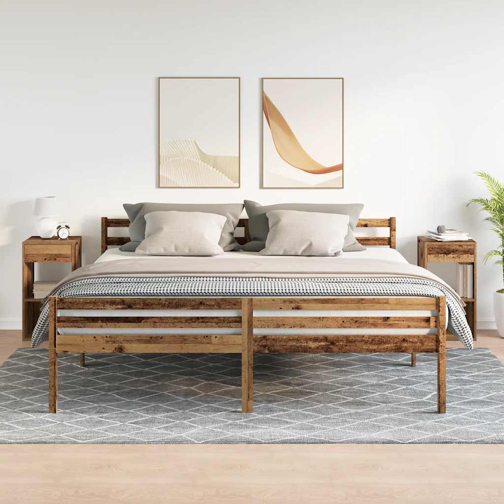 Tables de chevet avec tiroir 2 pcs vieux bois 35x34x66,5 cm - XIOS