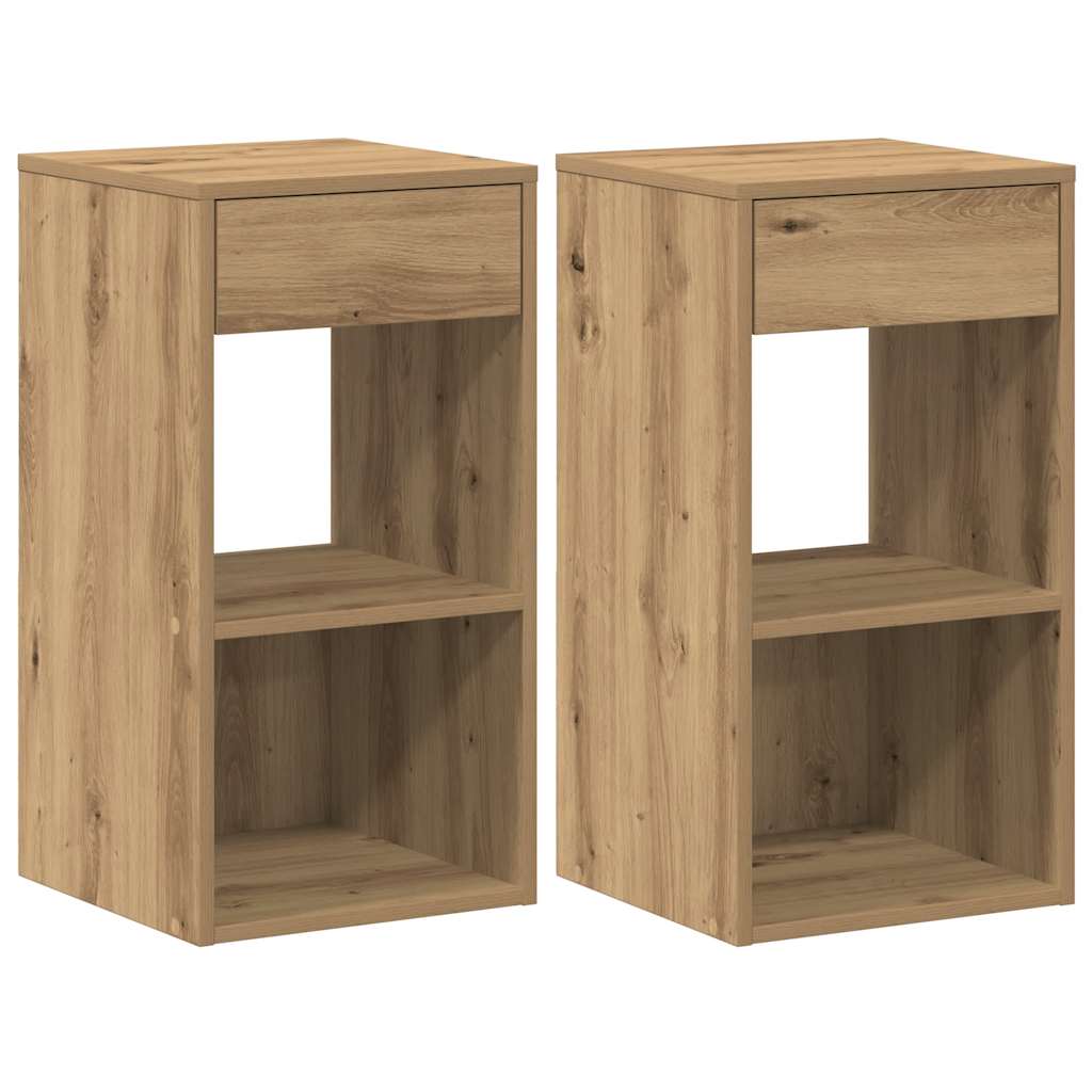 Tables de chevet avec tiroir 2 pcs chêne artisanal 35x34x66,5cm - XIOS