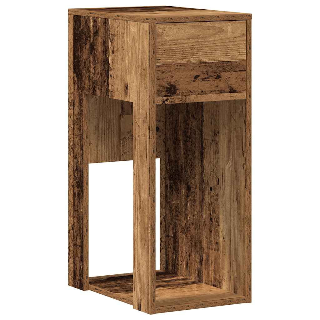 Support de tour d'ordinateur avec tiroir vieux bois 30x44x74 cm - XIOS