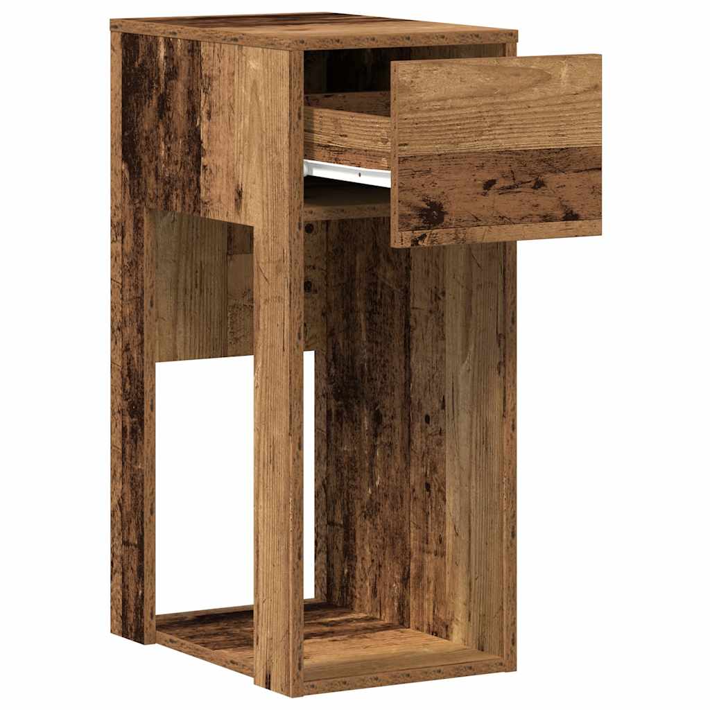 Support de tour d'ordinateur avec tiroir vieux bois 30x44x74 cm - XIOS