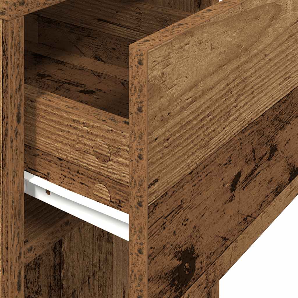 Support de tour d'ordinateur avec tiroir vieux bois 30x44x74 cm - XIOS