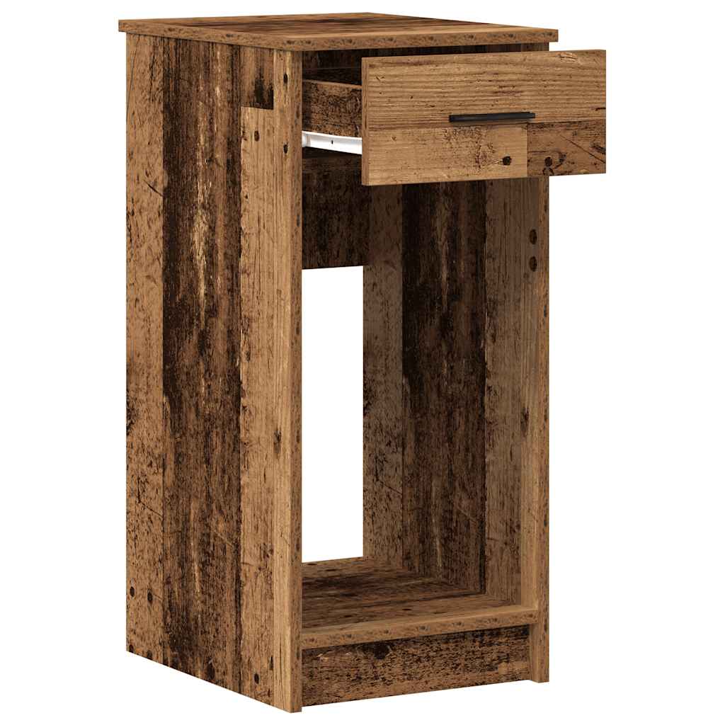 Support de tour d'ordinateur avec tiroir vieux bois 35x45x77 cm - XIOS