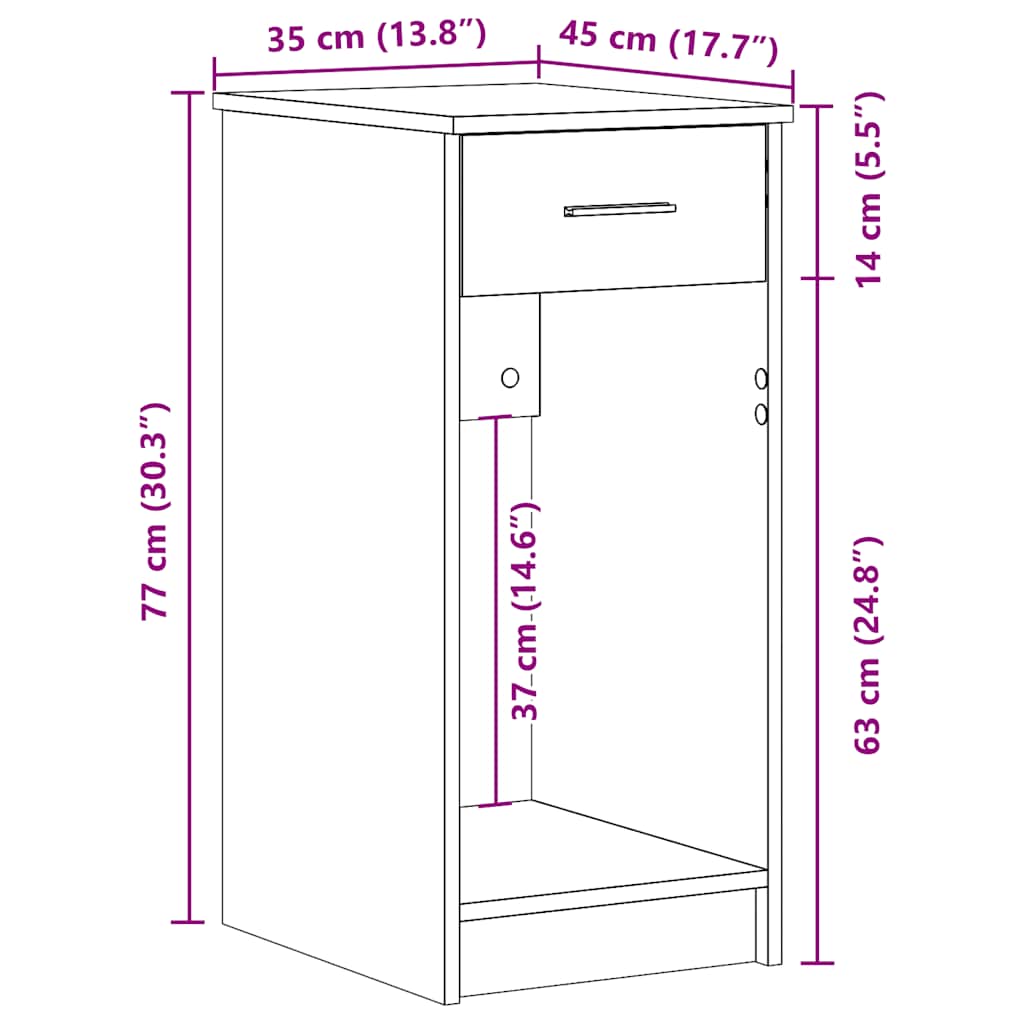 Support de tour d'ordinateur avec tiroir vieux bois 35x45x77 cm - XIOS