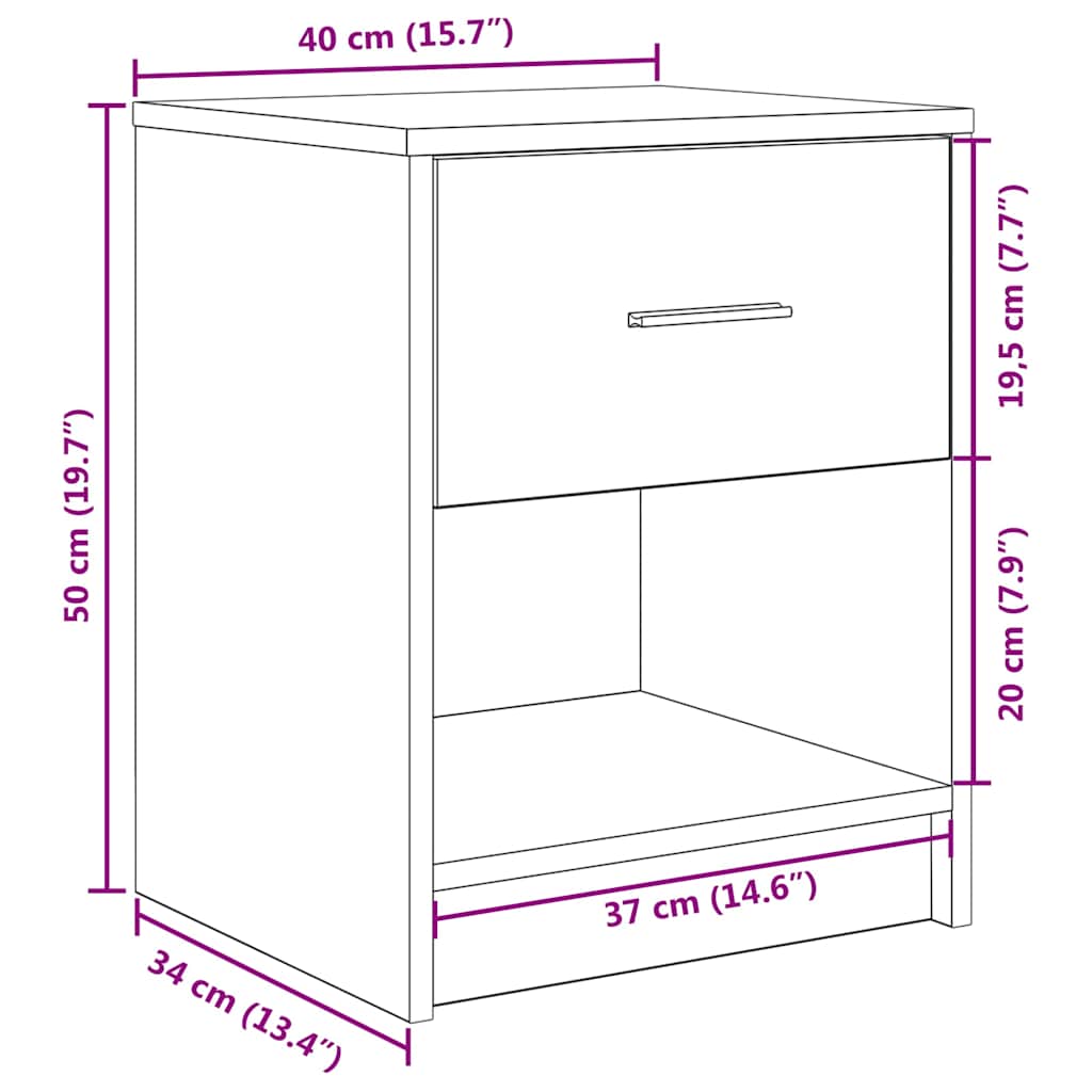 Tables de chevet 2 pcs avec tiroir Blanc 40x34x50 cm