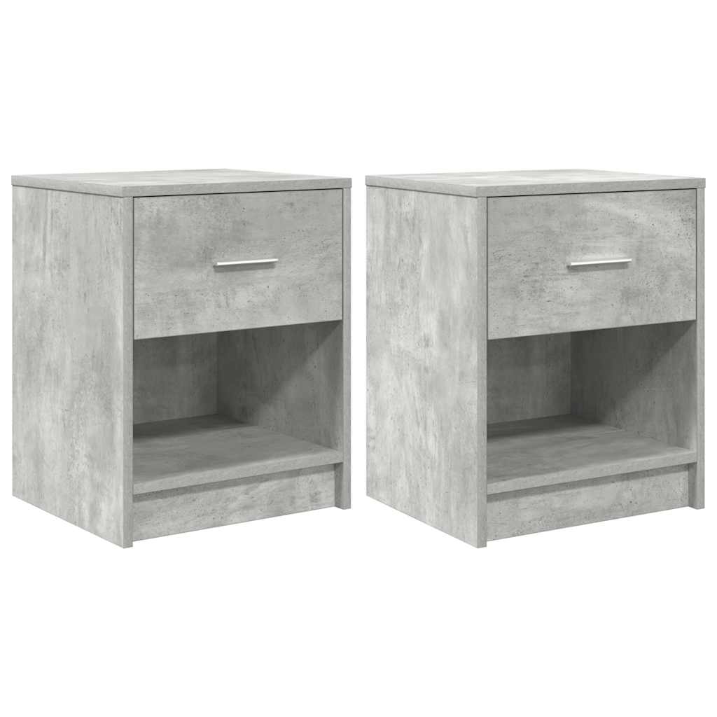 Tables de chevet 2 pcs avec tiroir Gris béton 40x34x50 cm - XIOS