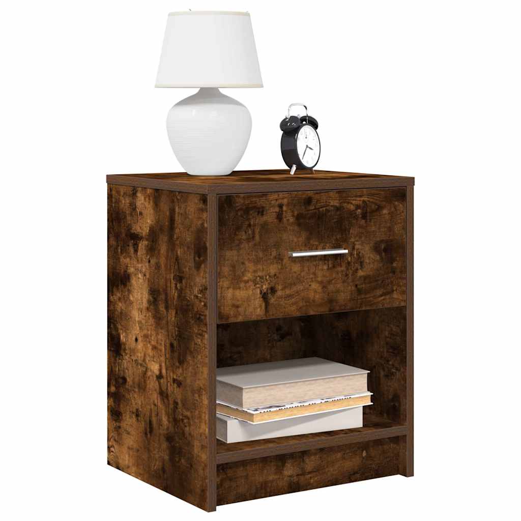 Tables de chevet 2 pcs avec tiroir chêne fumé 40x34x50 cm - XIOS