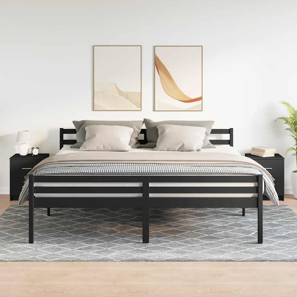 Tables de chevet (lot de 2) avec 2 tiroirs noires 40 x 36 x 50 cm - XIOS