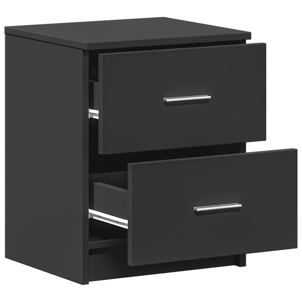 Tables de chevet (lot de 2) avec 2 tiroirs noires 40 x 36 x 50 cm - XIOS
