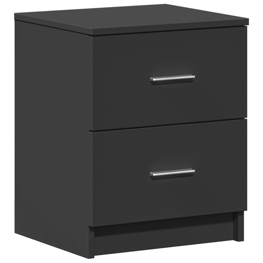 Tables de chevet (lot de 2) avec 2 tiroirs noires 40 x 36 x 50 cm - XIOS