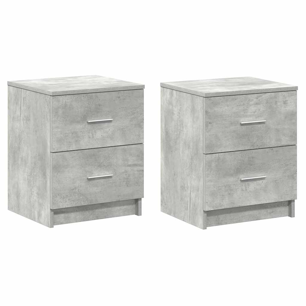 Tables de chevet (lot de 2) avec 2 tiroirs gris béton 40 x 36 x 50 cm - XIOS