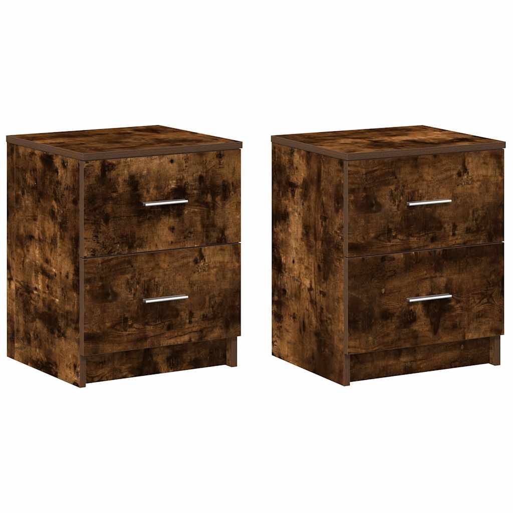 Tables de chevet 2 pcs avec 2 tiroirs chêne fumé 40x36x50 cm - XIOS