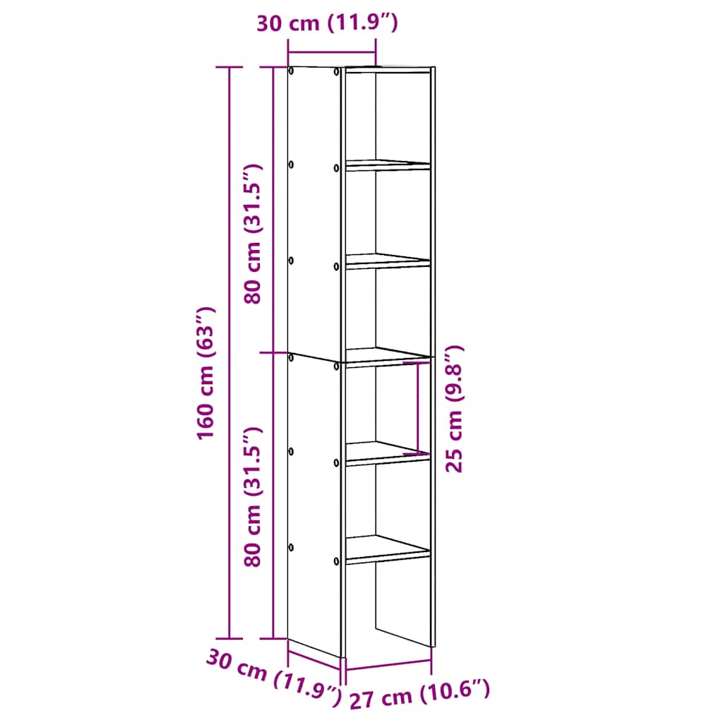 Bibliothèques 2 pcs empilable chêne artisanal bois d'ingénierie - XIOS