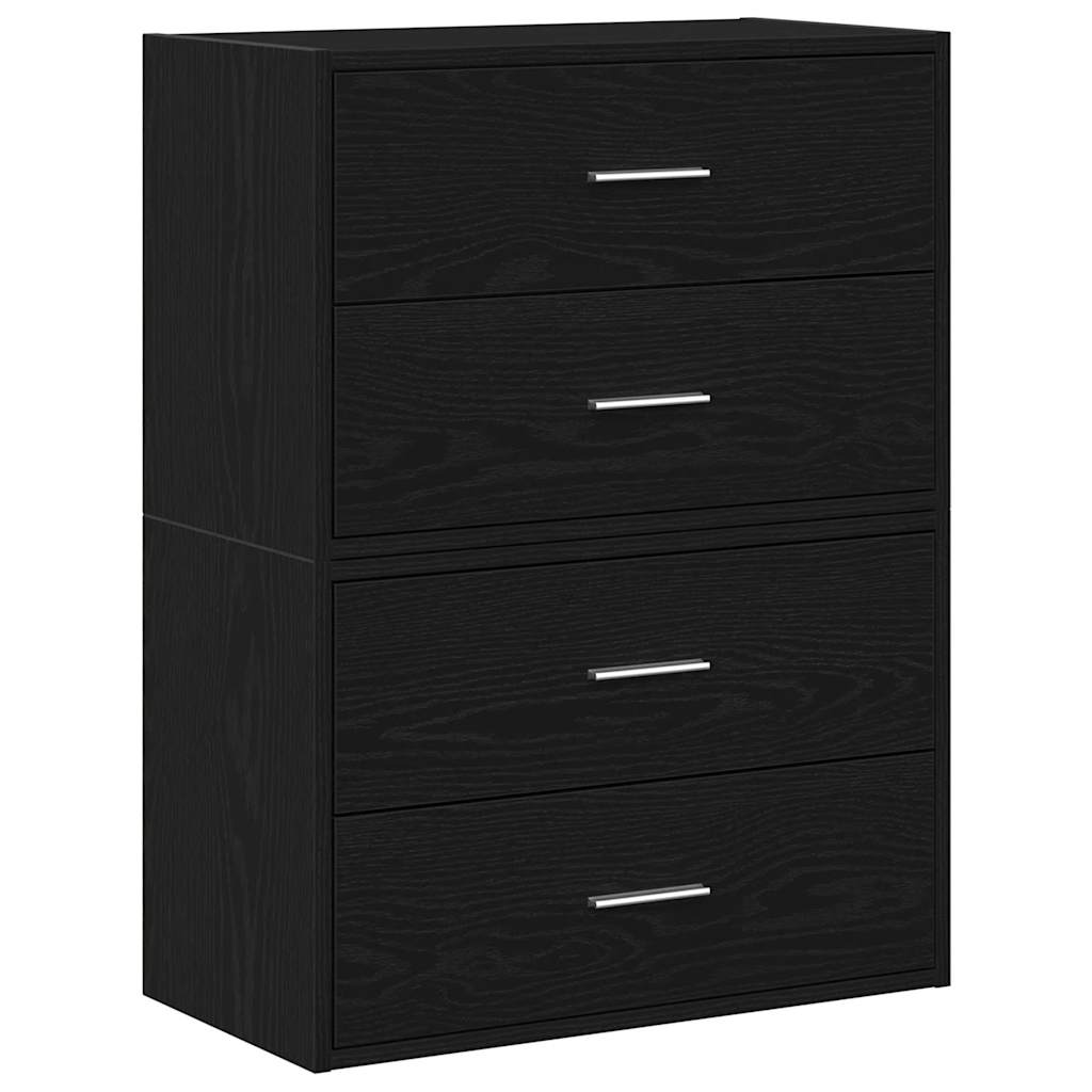 Armoires avec 2 tiroirs 2 pcs chêne noir bois d'ingénierie - XIOS