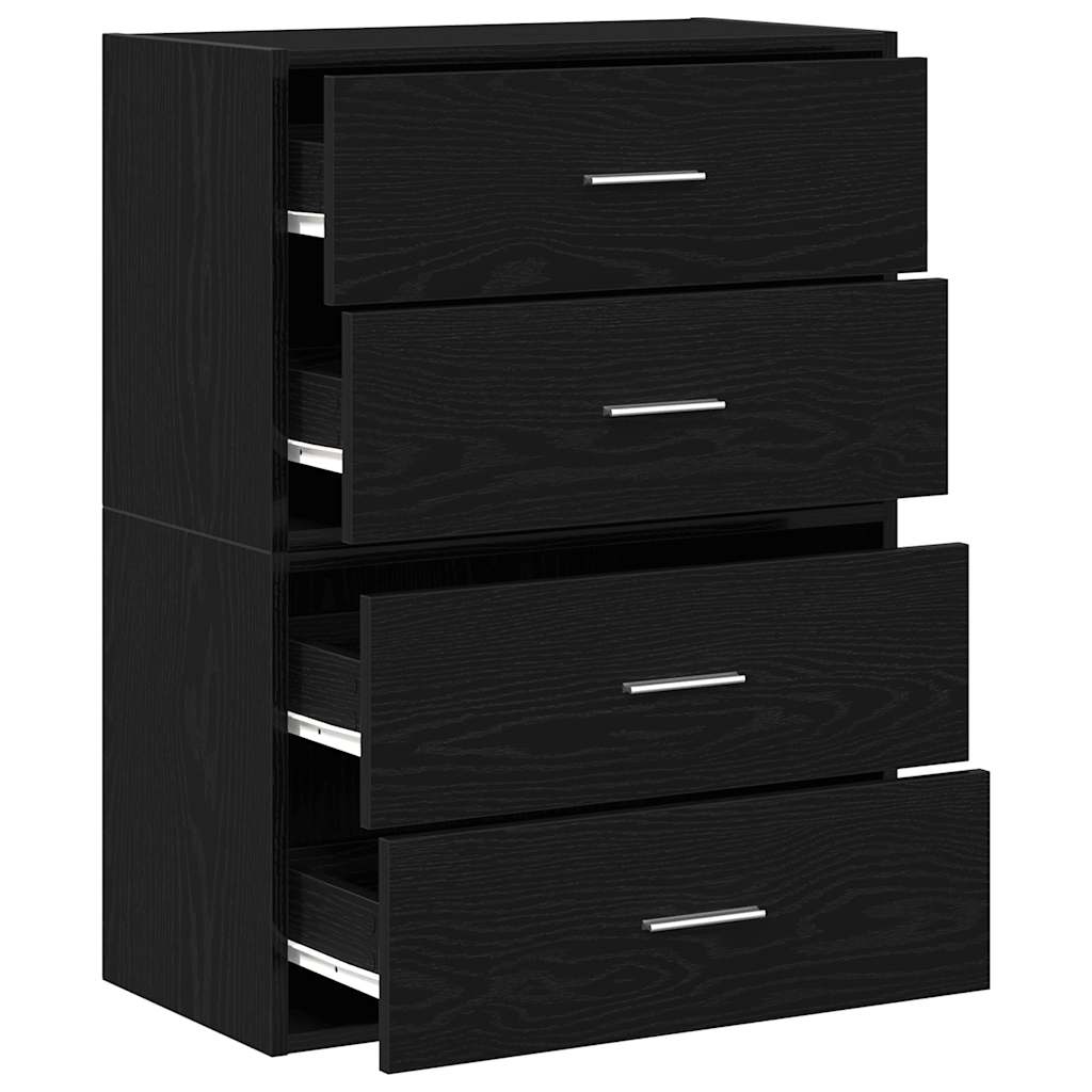 Armoires avec 2 tiroirs 2 pcs chêne noir bois d'ingénierie - XIOS