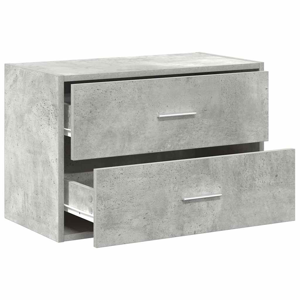 Armoire avec 2 tiroirs gris béton 60x31x40 cm bois d'ingénierie - XIOS