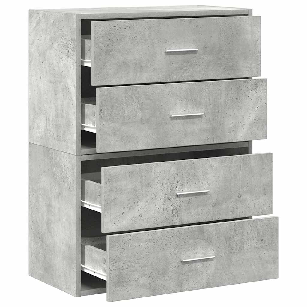 Armoires avec 2 tiroirs 2 pcs gris béton bois d'ingénierie - XIOS