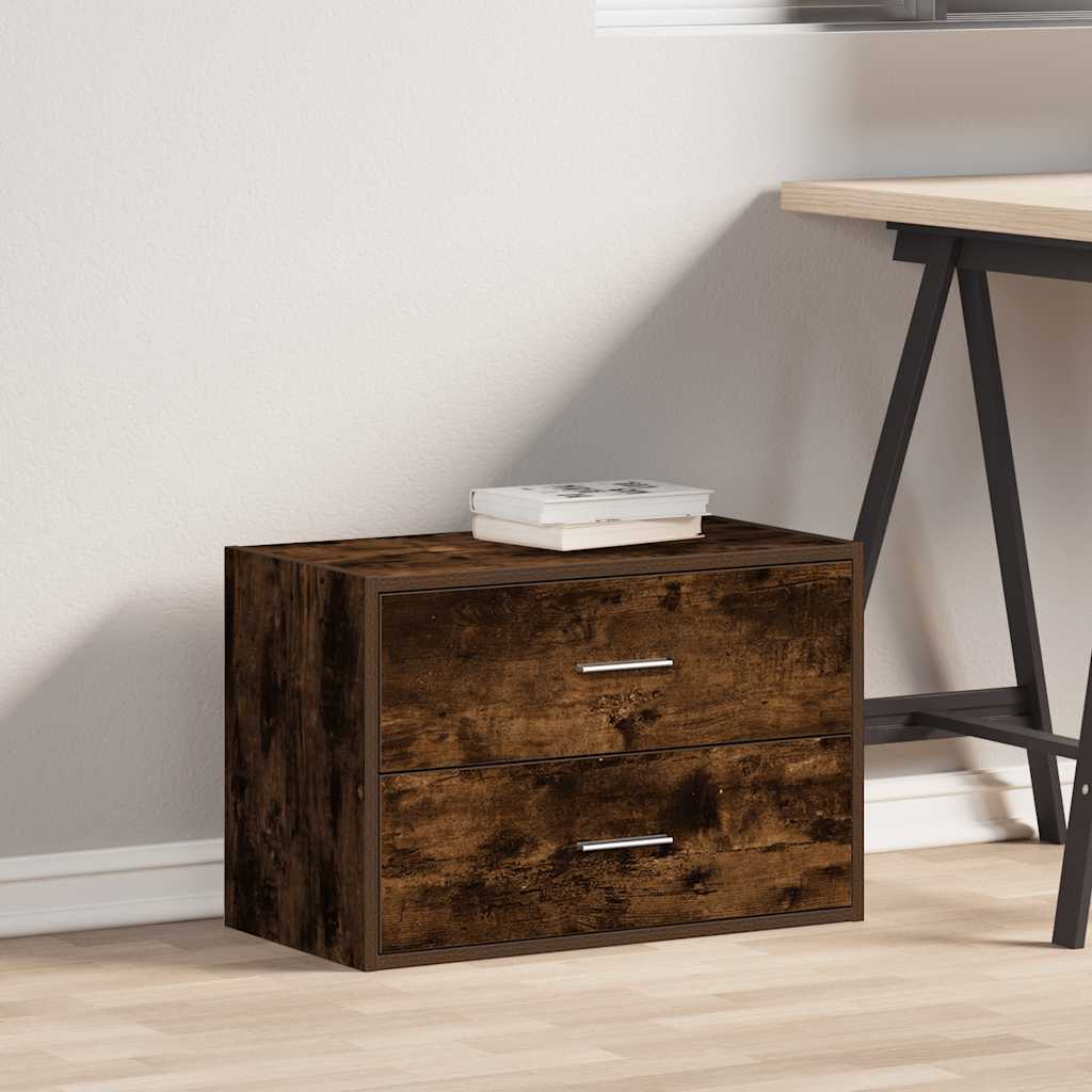 Armoire avec 2 tiroirs chêne fumé 60x31x40 cm bois d'ingénierie - XIOS
