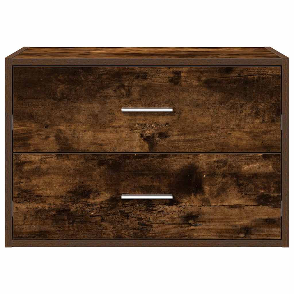 Armoire avec 2 tiroirs chêne fumé 60x31x40 cm bois d'ingénierie - XIOS