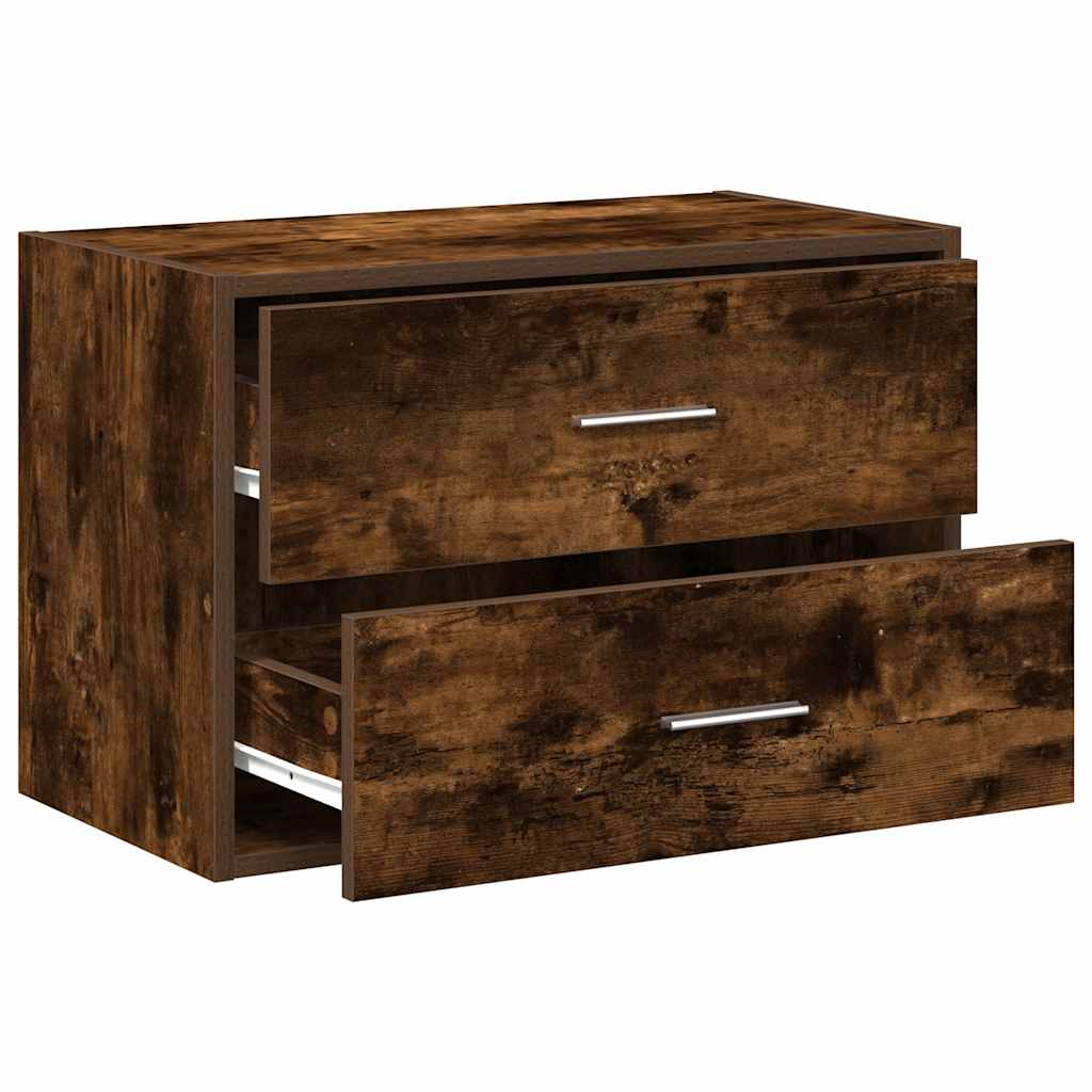 Armoire avec 2 tiroirs chêne fumé 60x31x40 cm bois d'ingénierie - XIOS