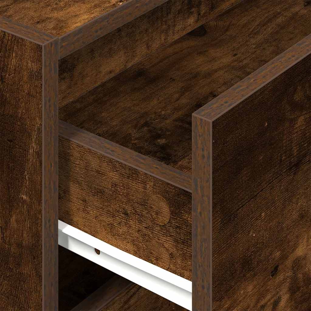 Armoire avec 2 tiroirs chêne fumé 60x31x40 cm bois d'ingénierie - XIOS