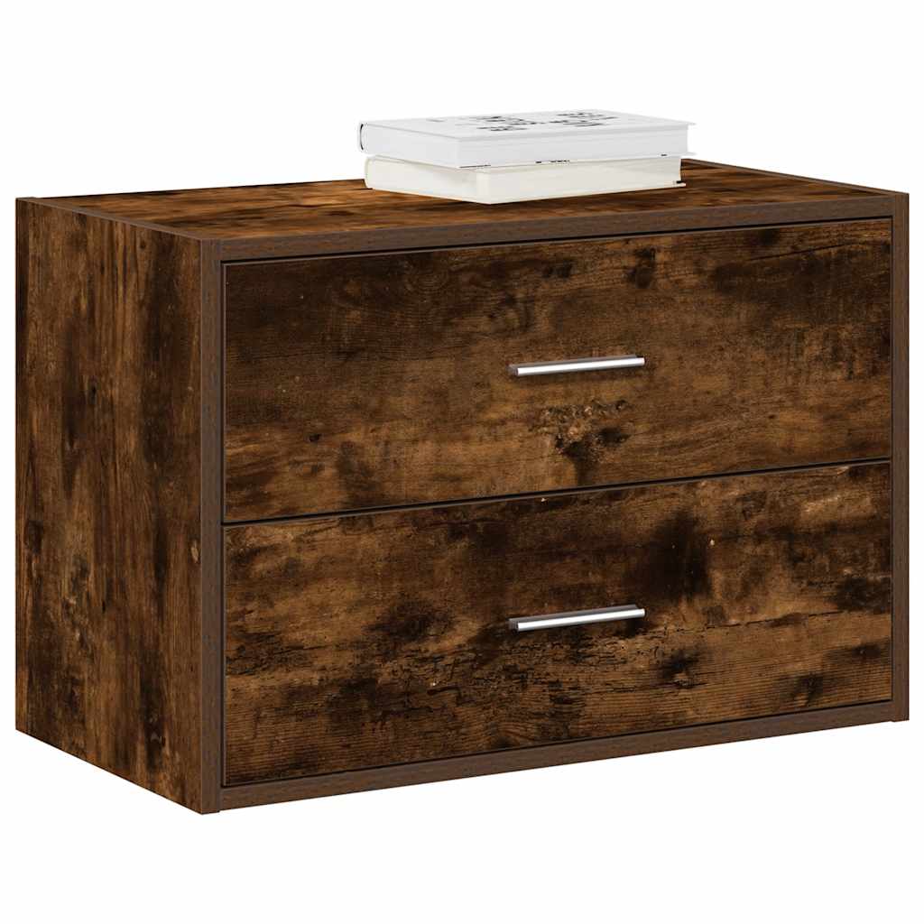 Armoire avec 2 tiroirs chêne fumé 60x31x40 cm bois d'ingénierie - XIOS