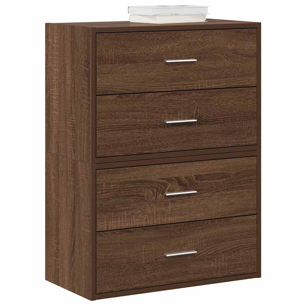 Armoires avec 2 tiroirs 2 pcs chêne marron bois d'ingénierie - XIOS