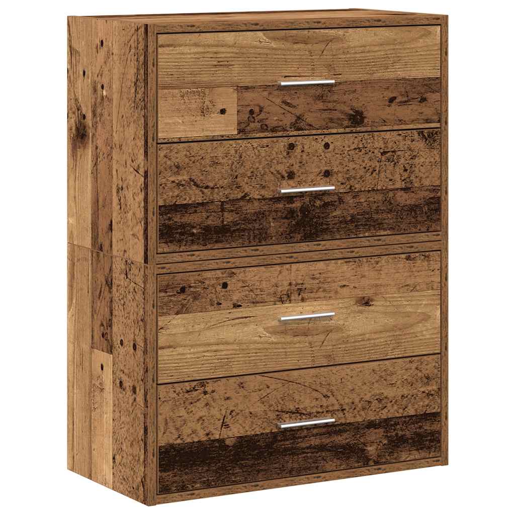 Armoires avec 2 tiroirs 2 pcs vieux bois bois d'ingénierie - XIOS