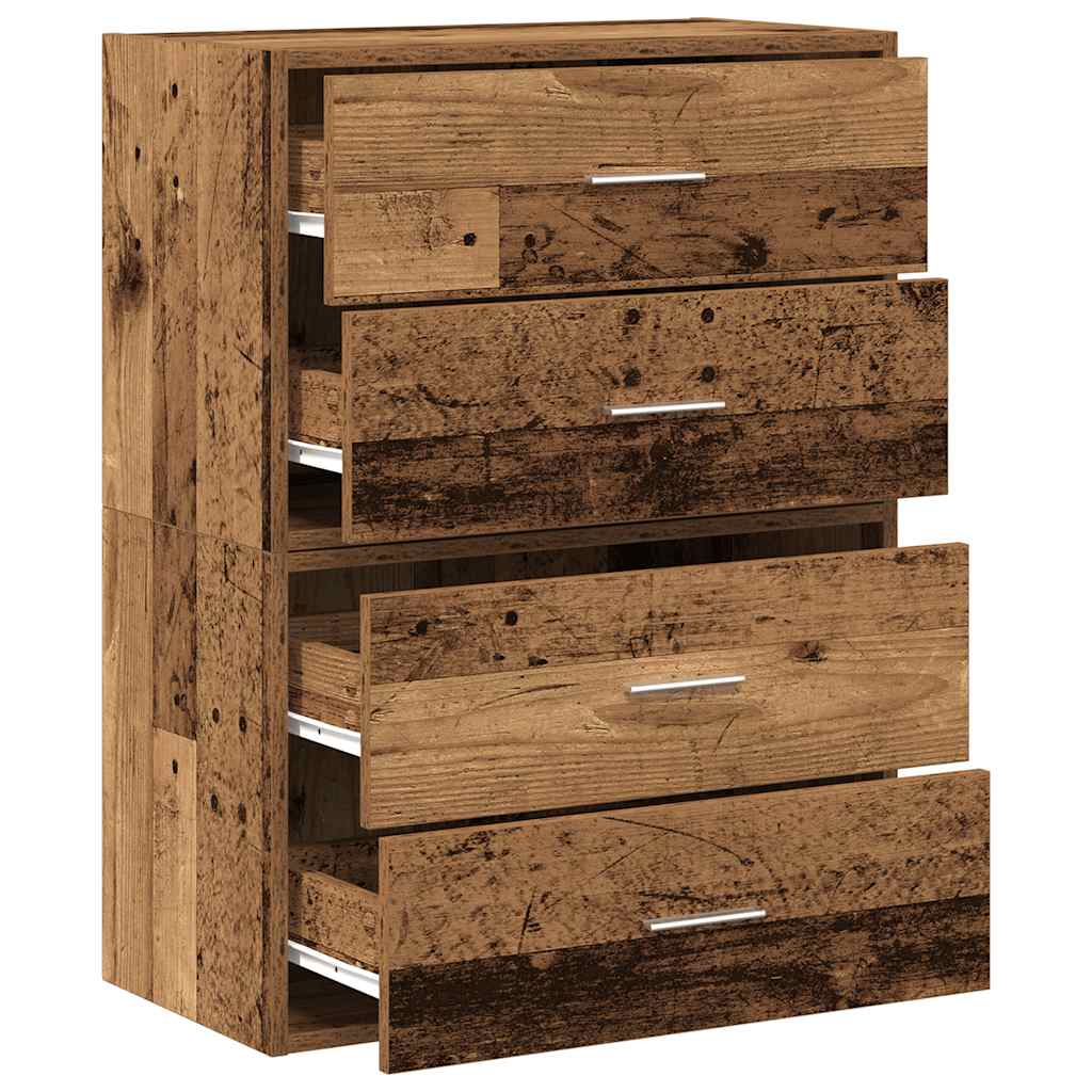 Armoires avec 2 tiroirs 2 pcs vieux bois bois d'ingénierie - XIOS