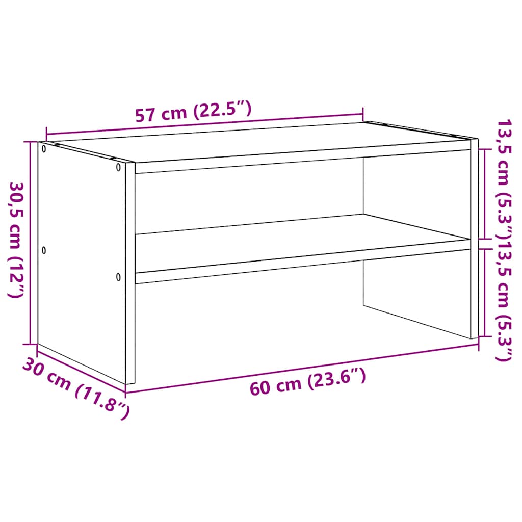 Étagère à chaussures empilable sonoma gris 60x30x30,5 cm - XIOS