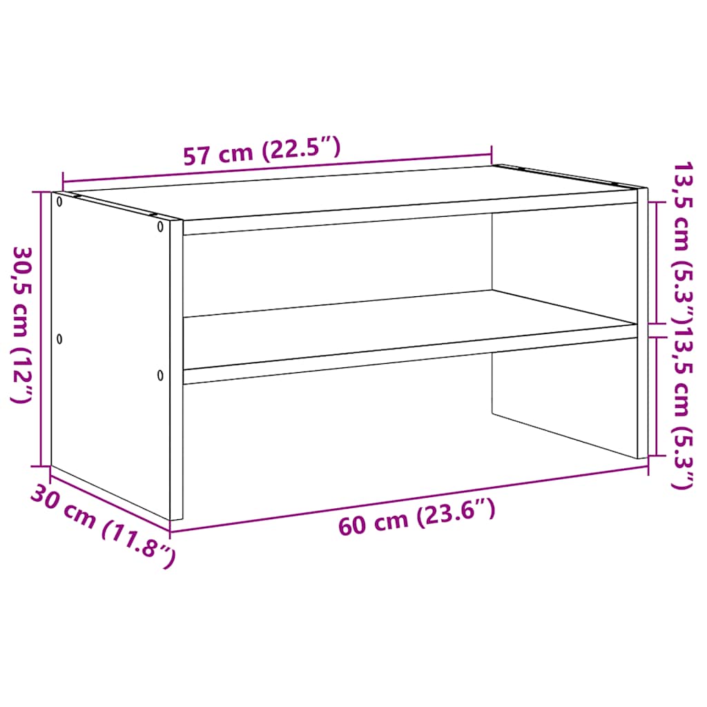 Étagère à chaussures empilable vieux bois 60x30x30,5 cm - XIOS