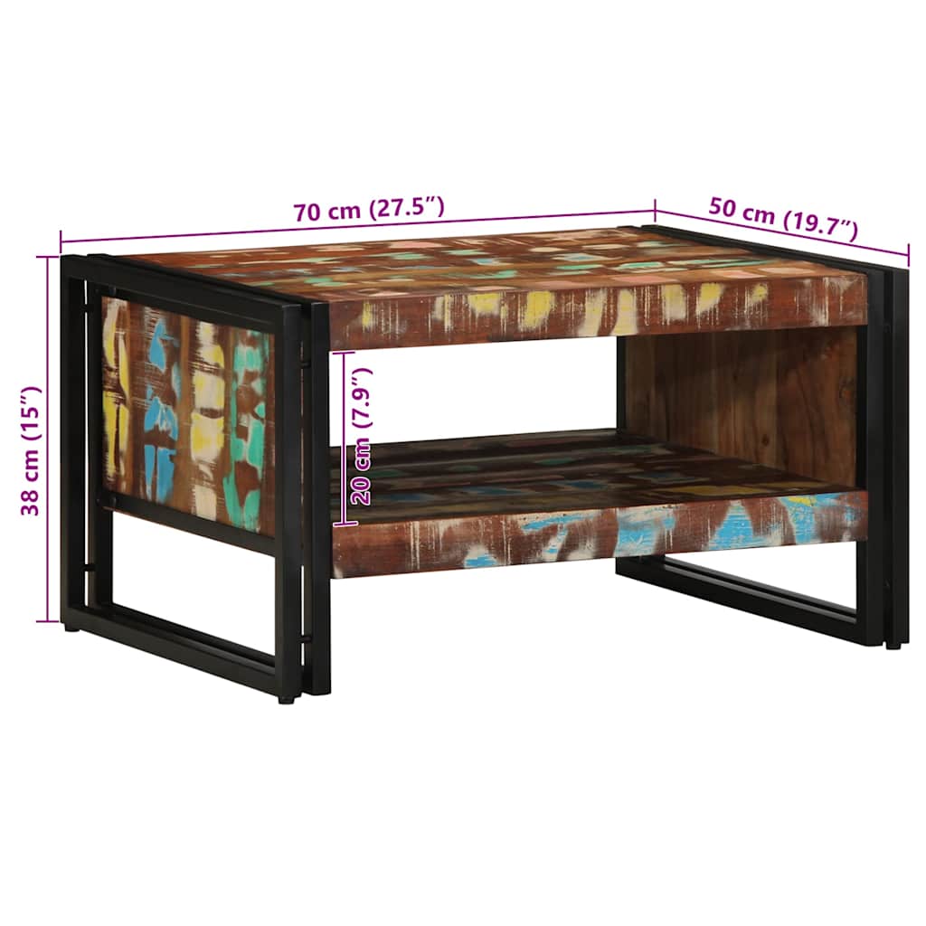 Table basse multicolore 70x50x38 cm bois de récupération massif - XIOS
