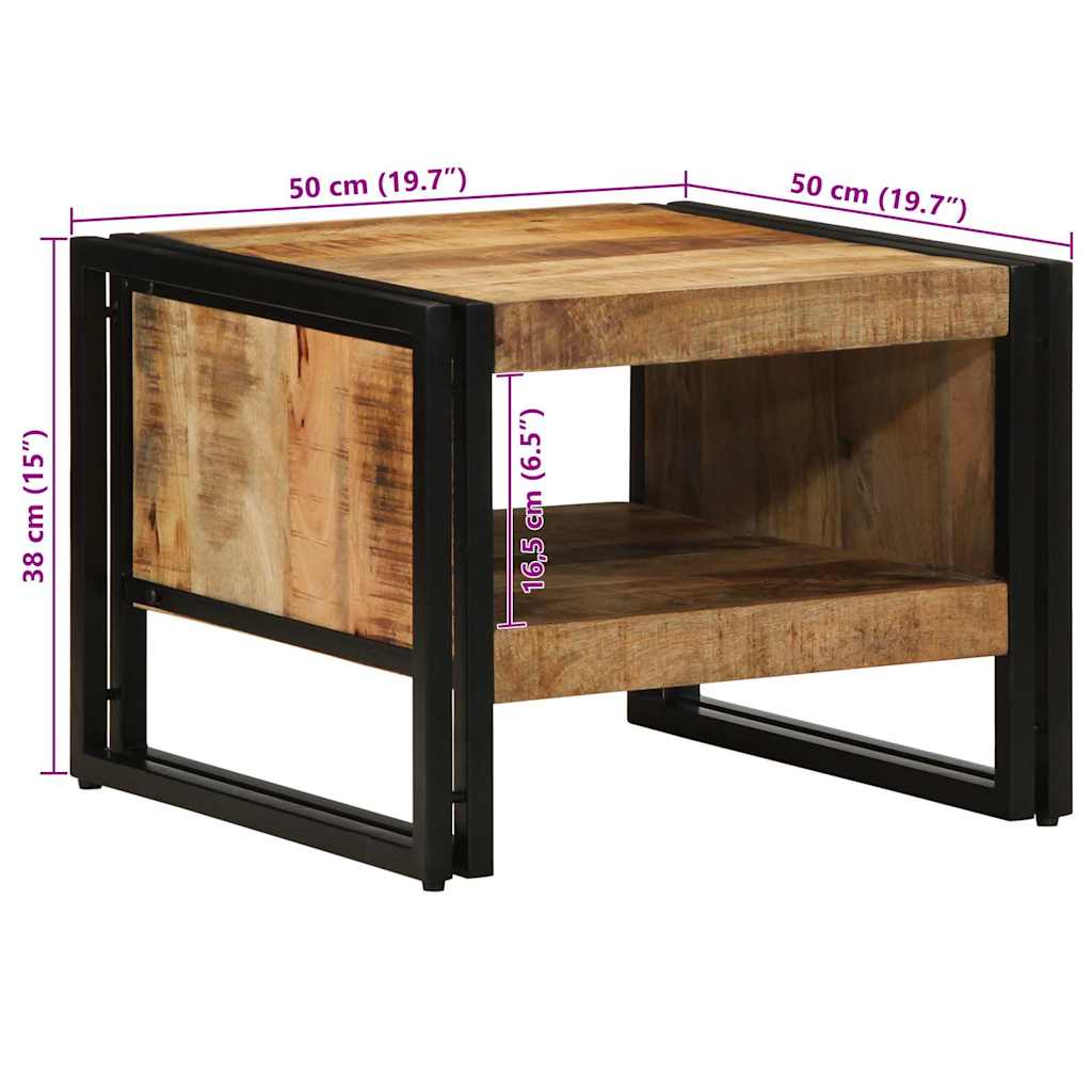 Table basse 50x50x38 cm bois de manguier massif brut - XIOS