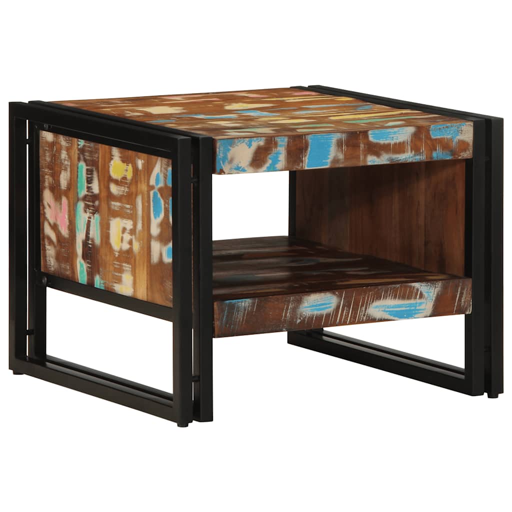Table basse multicolore 50x50x38 cm bois de récupération massif - XIOS