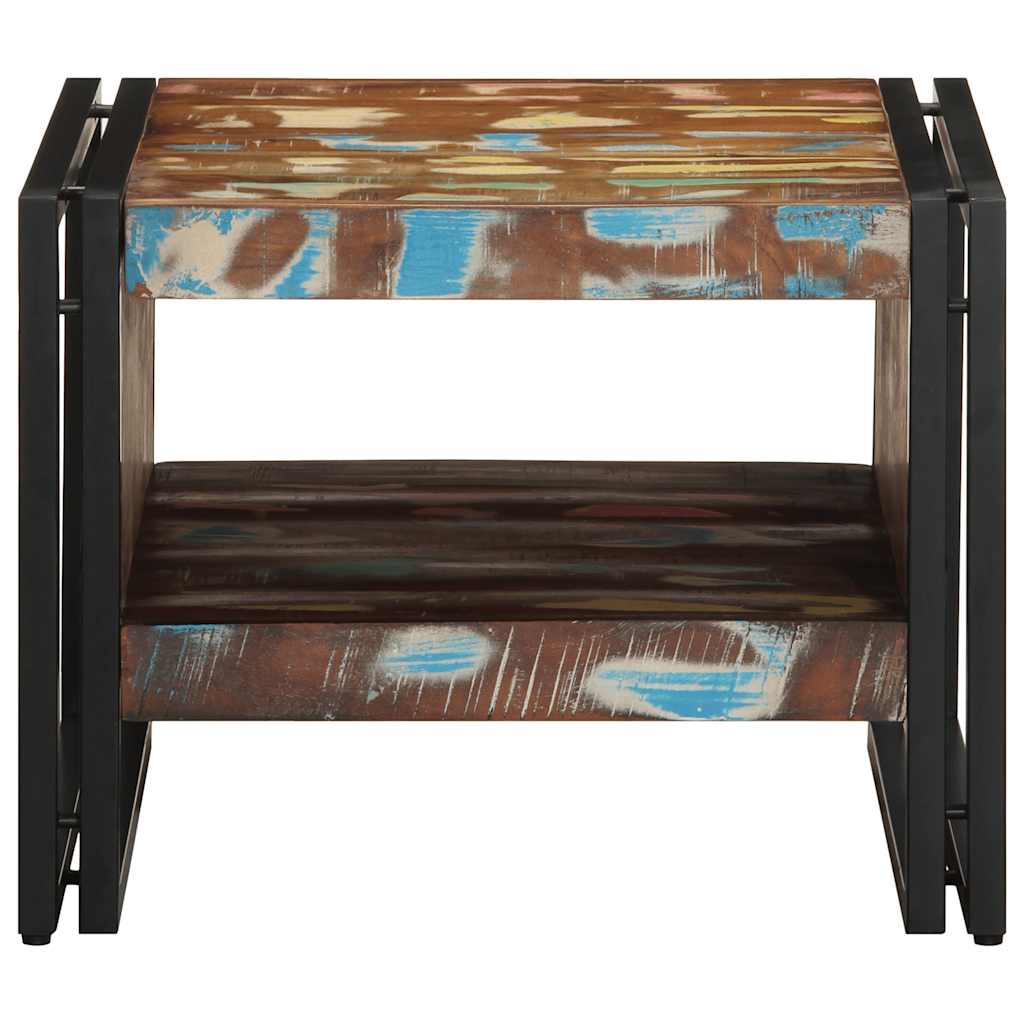 Table basse multicolore 50x50x38 cm bois de récupération massif - XIOS
