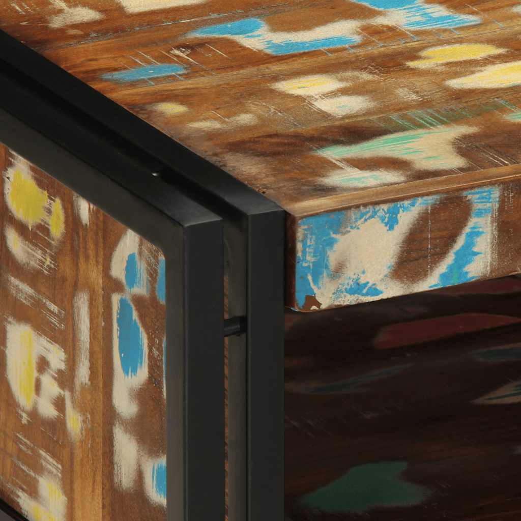 Table basse multicolore 50x50x38 cm bois de récupération massif - XIOS