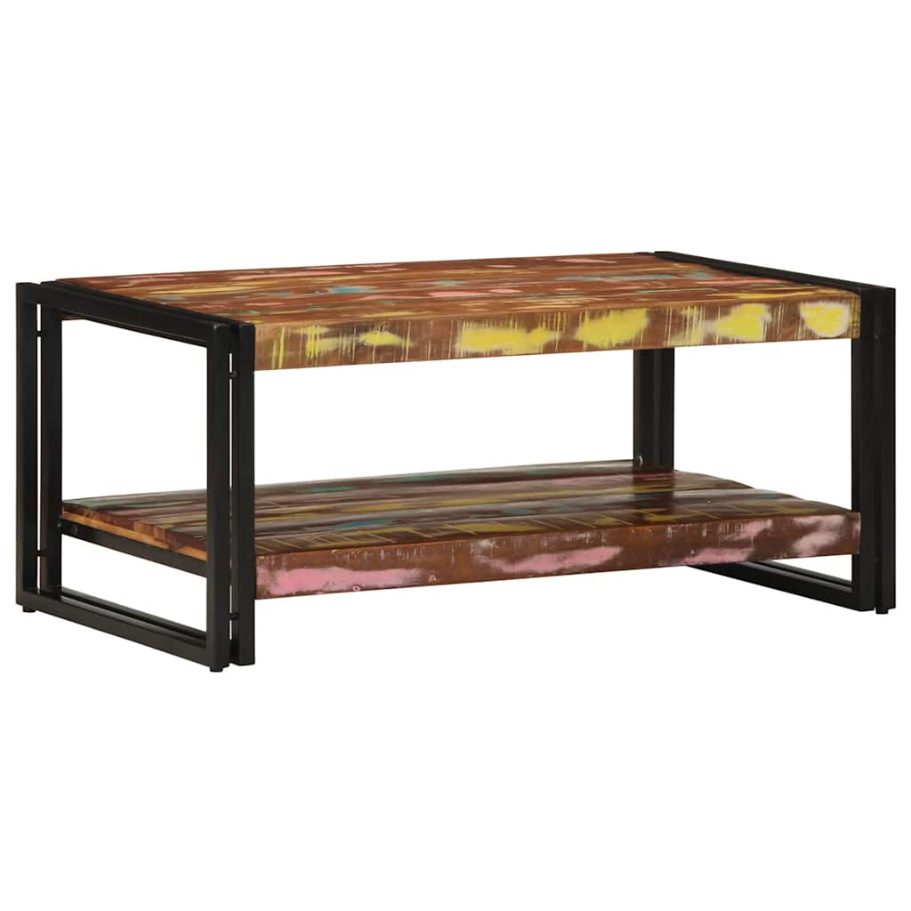 Table basse multicolore 90x50x38 cm bois de récupération massif - XIOS