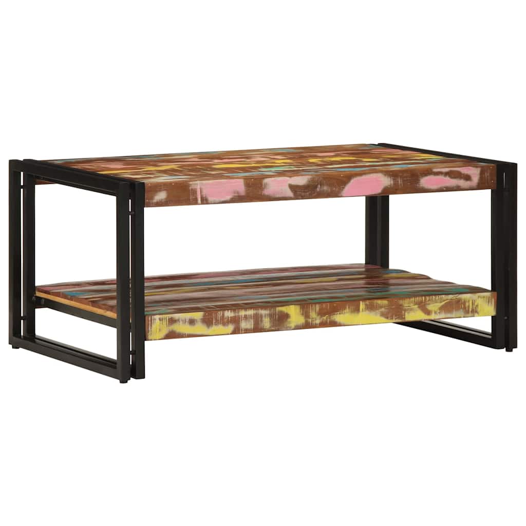 Table basse multicolore 90x50x38 cm bois de récupération massif - XIOS