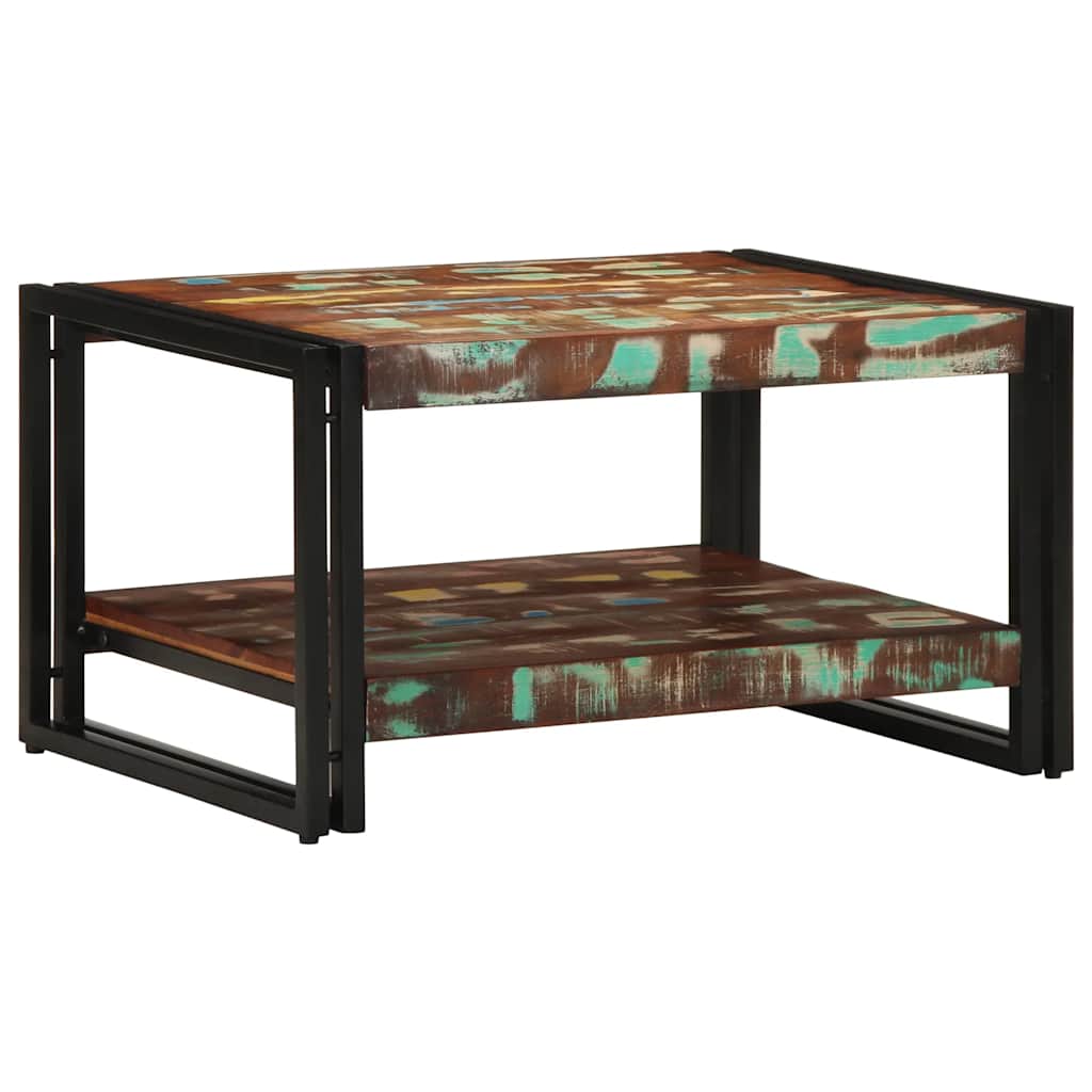 Table basse multicolore 70x50x38 cm bois de récupération massif - XIOS