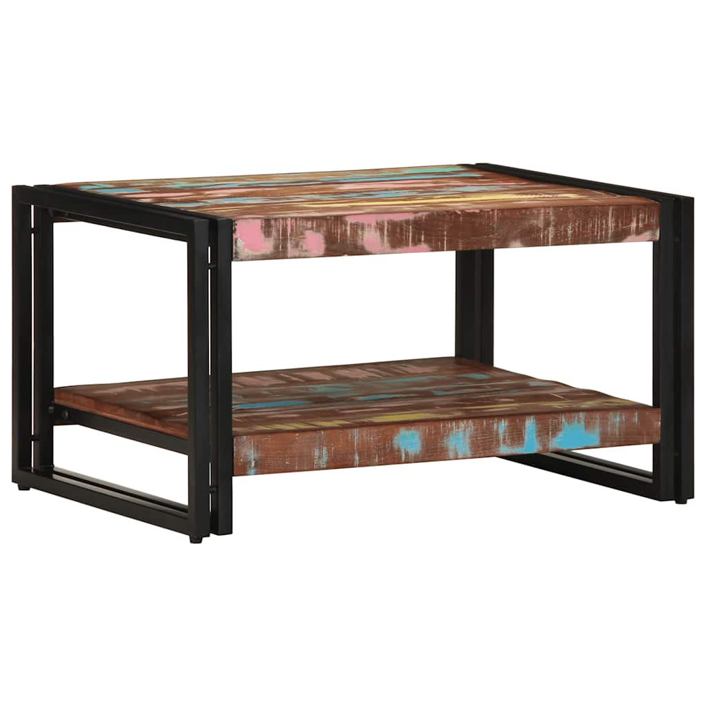 Table basse multicolore 70x50x38 cm bois de récupération massif - XIOS