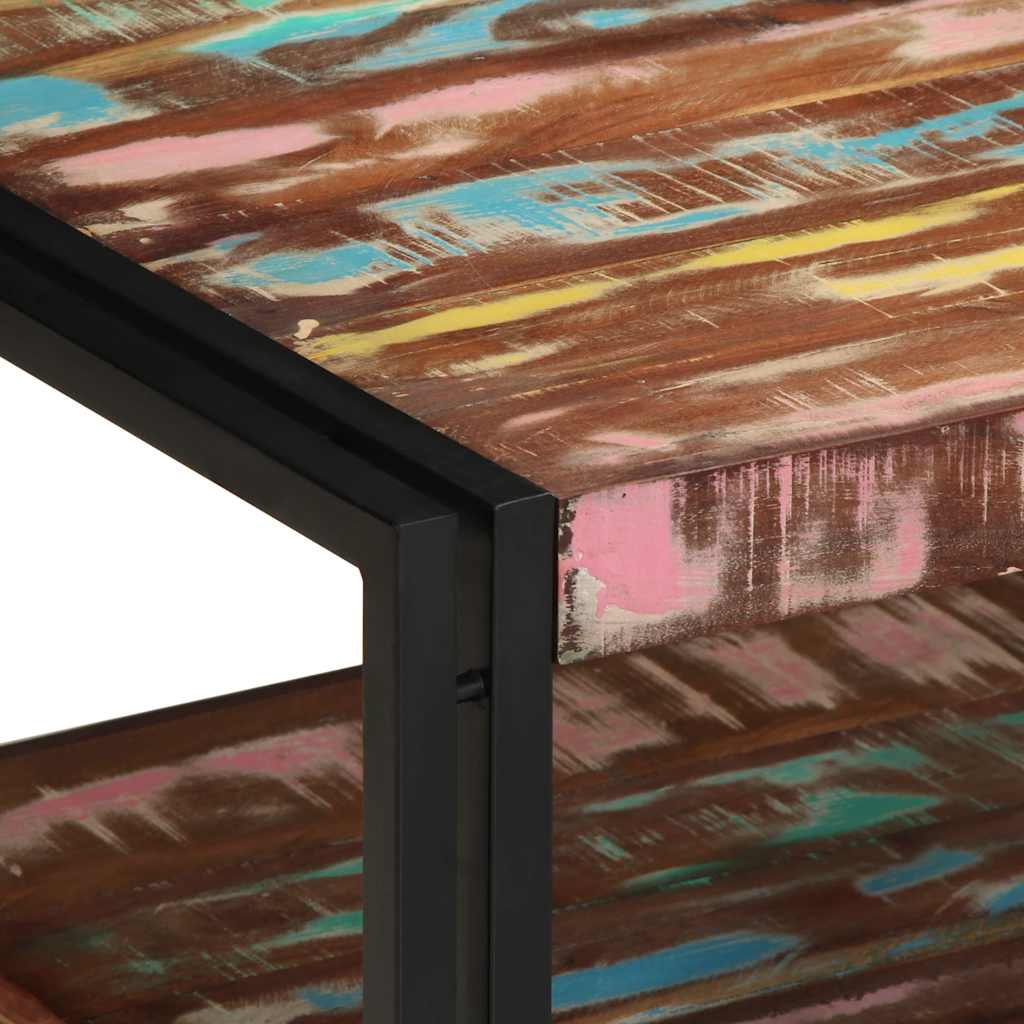Table basse multicolore 70x50x38 cm bois de récupération massif - XIOS