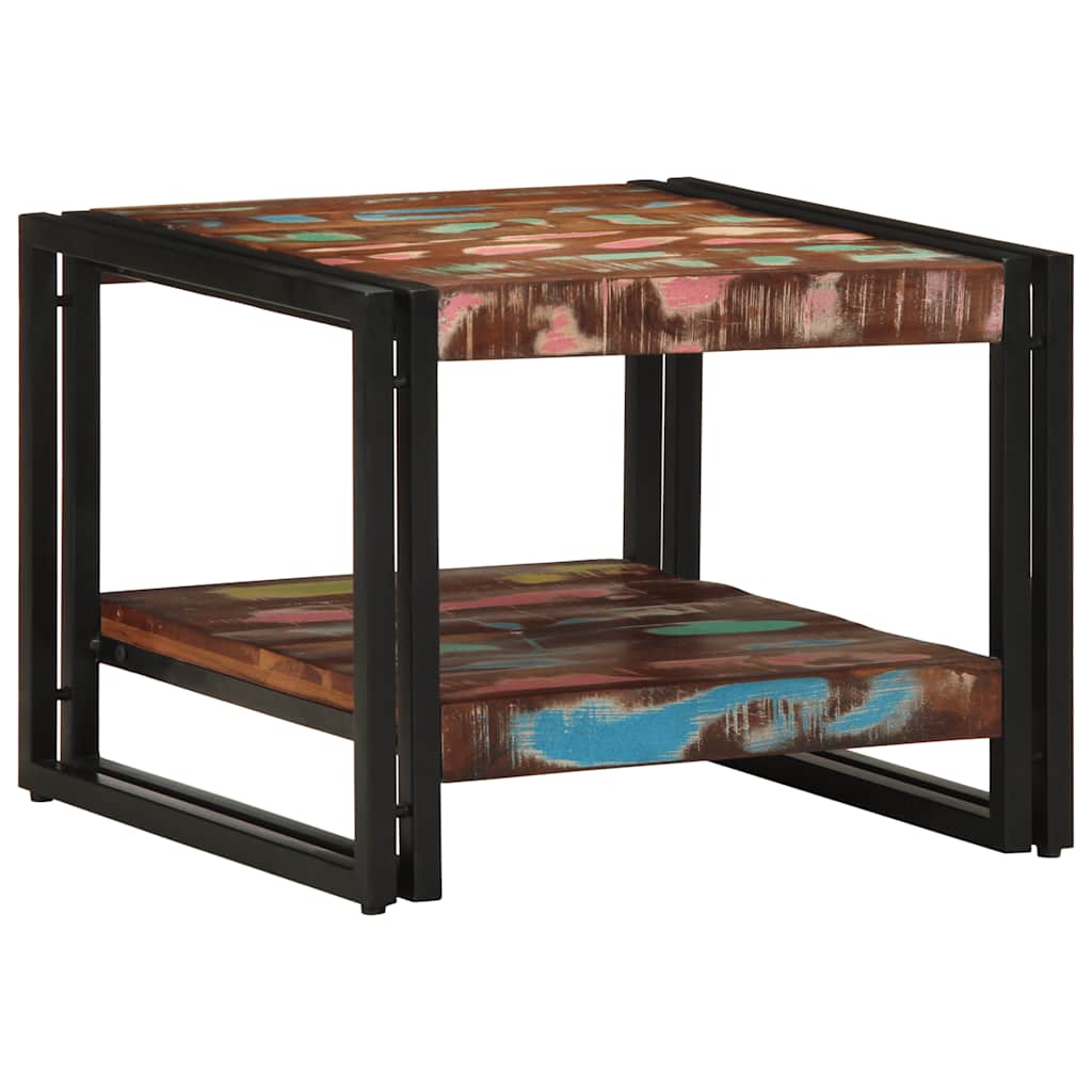 Table basse multicolore 50x50x38 cm bois de récupération massif - XIOS