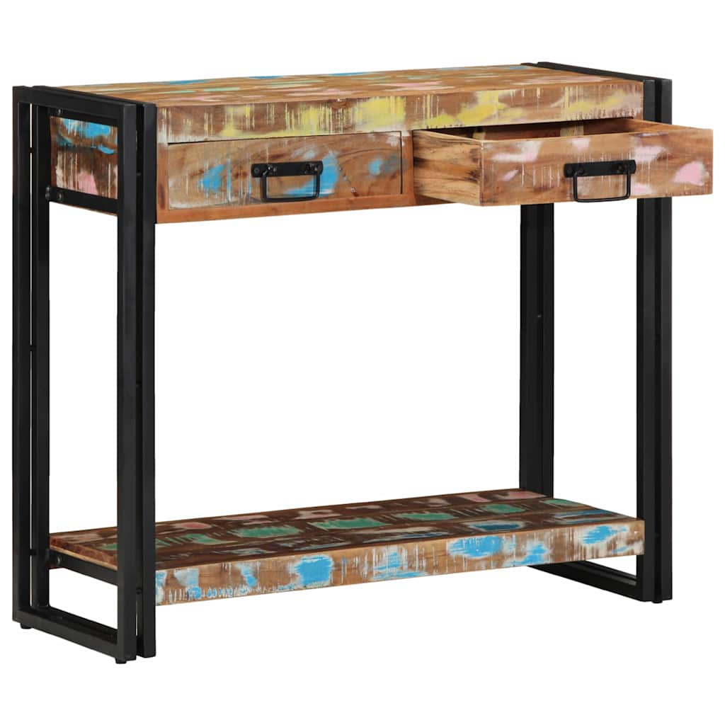 Table console Multicolore 90 x 33 x 75 cm Bois Recyclé Solide